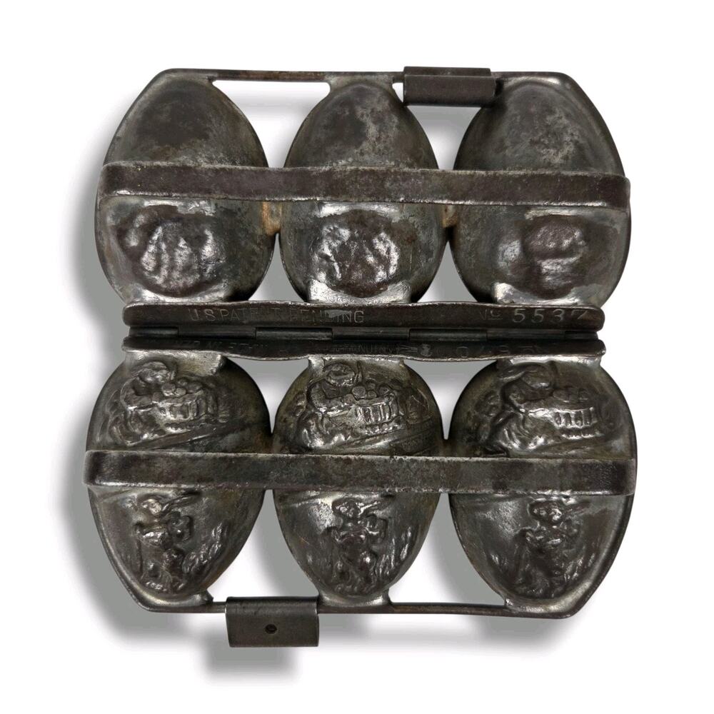 Vintage Anton Reich Hinged Chocolate Mold Easter Bunny Egg Germany 5700 Metal